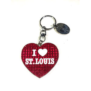 I Love St. Louis Red Heart Sparkle Keychain